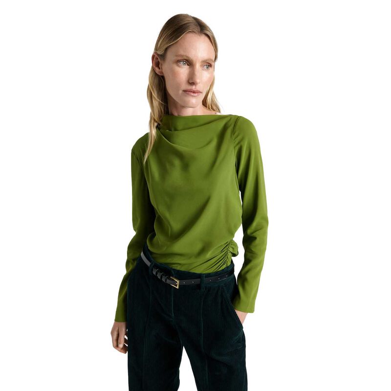 Cue Soft Viscose Draped Long Sleeve Top image number 0